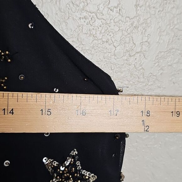 Free People Black Star Embellished Slip Camisole Beaded Sequin XS - Picture 6 of 9